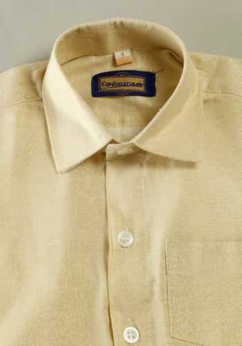 Buy Gold Colour Silk Cotton Dhoti & Shirt Set Online
