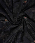 Graceful Dola Silk Saree with Paisley & Floral Motif Woven Butta Design and Traditional Zari Border  - Black-Close Up