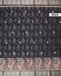 Graceful Dola Silk Saree with Paisley & Floral Motif Woven Butta Design and Traditional Zari Border  - Black-Head