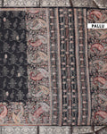 Graceful Dola Silk Saree with Paisley & Floral Motif Woven Butta Design and Traditional Zari Border  - Black-Pallu