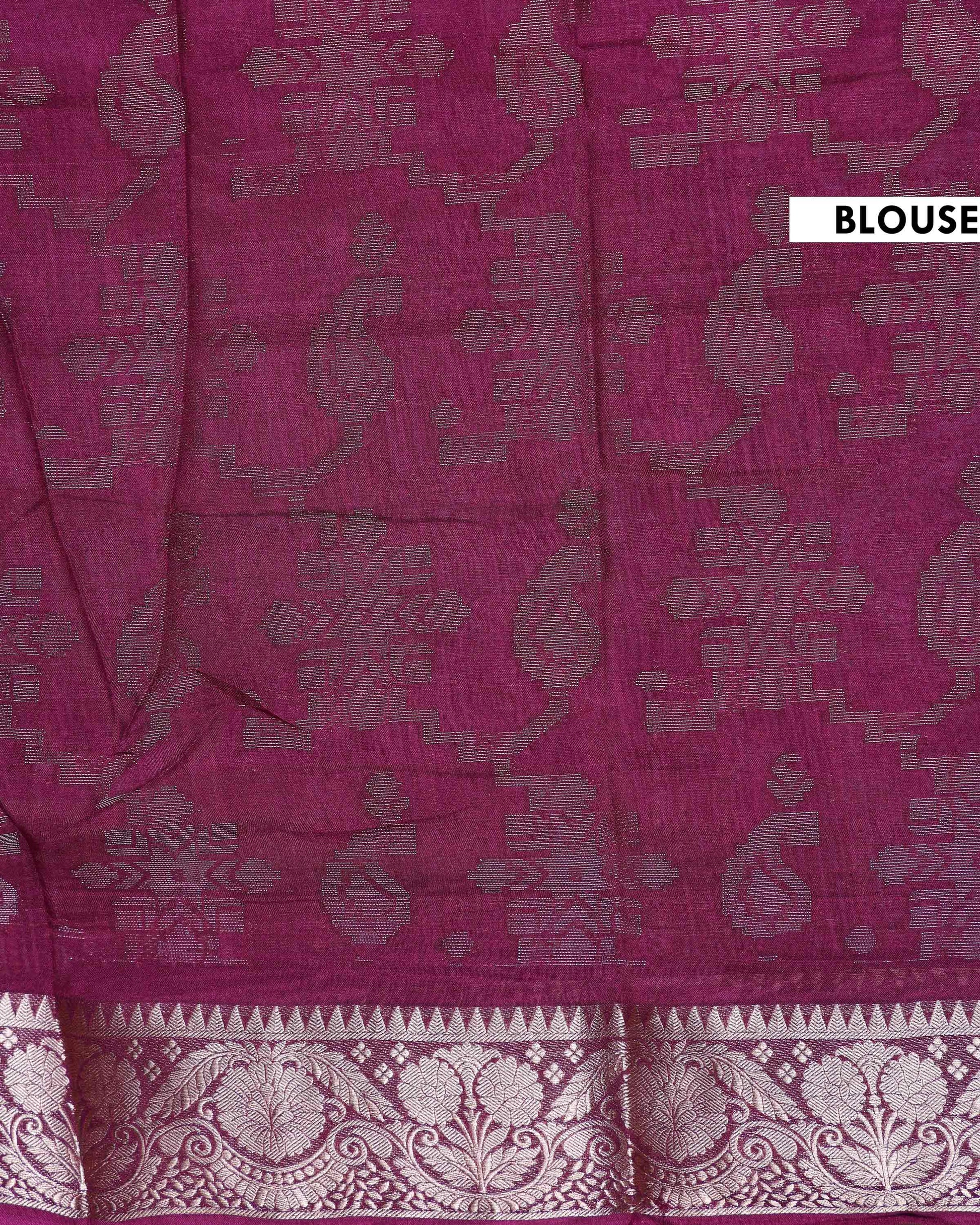 Graceful Dola Silk Saree with Paisley & Floral Motif Woven Butta Design and Traditional Zari Border  - Burgundy-Blouse