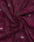 Graceful Dola Silk Saree with Paisley & Floral Motif Woven Butta Design and Traditional Zari Border  - Burgundy-Close Up
