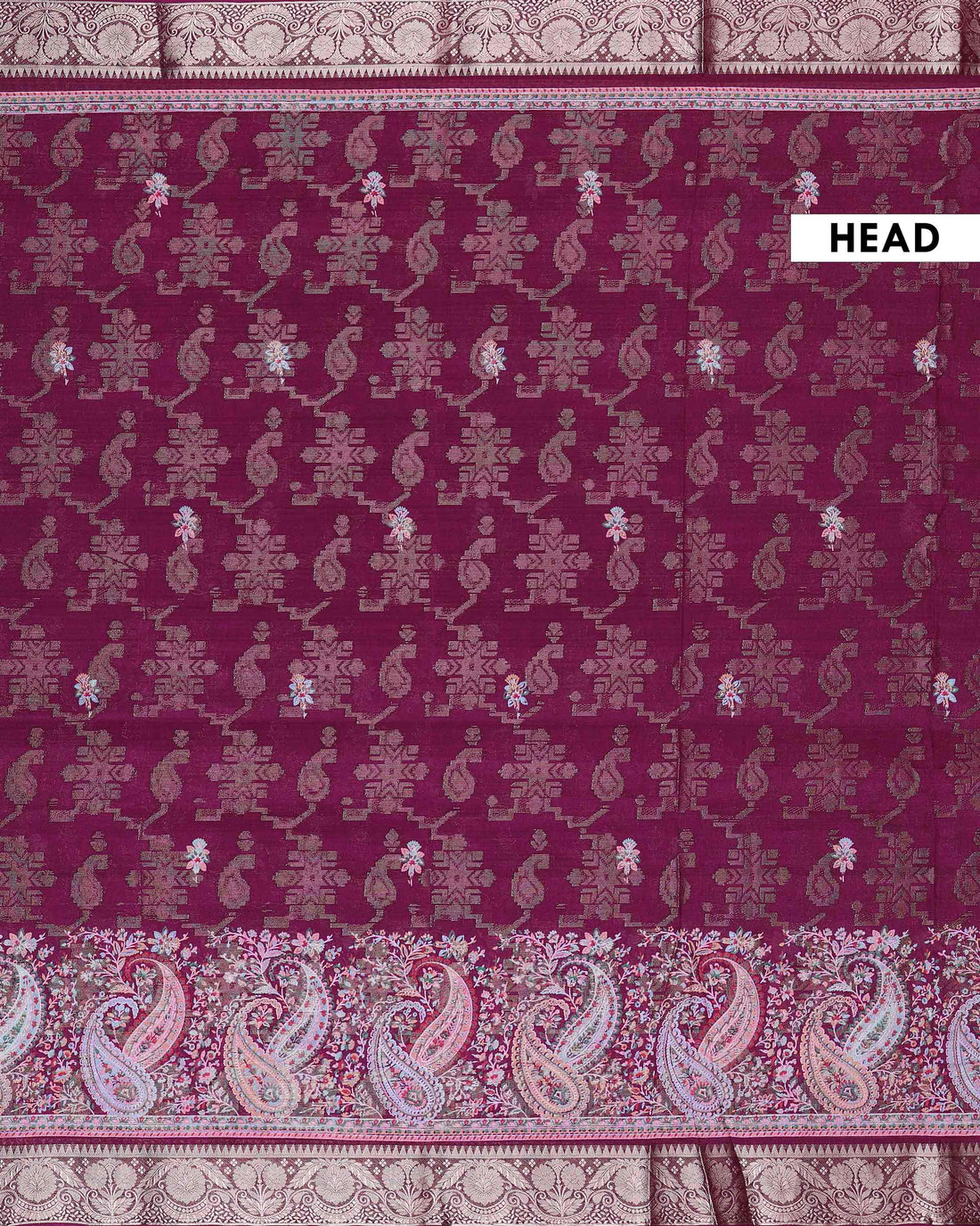 Graceful Dola Silk Saree with Paisley & Floral Motif Woven Butta Design and Traditional Zari Border  - Burgundy