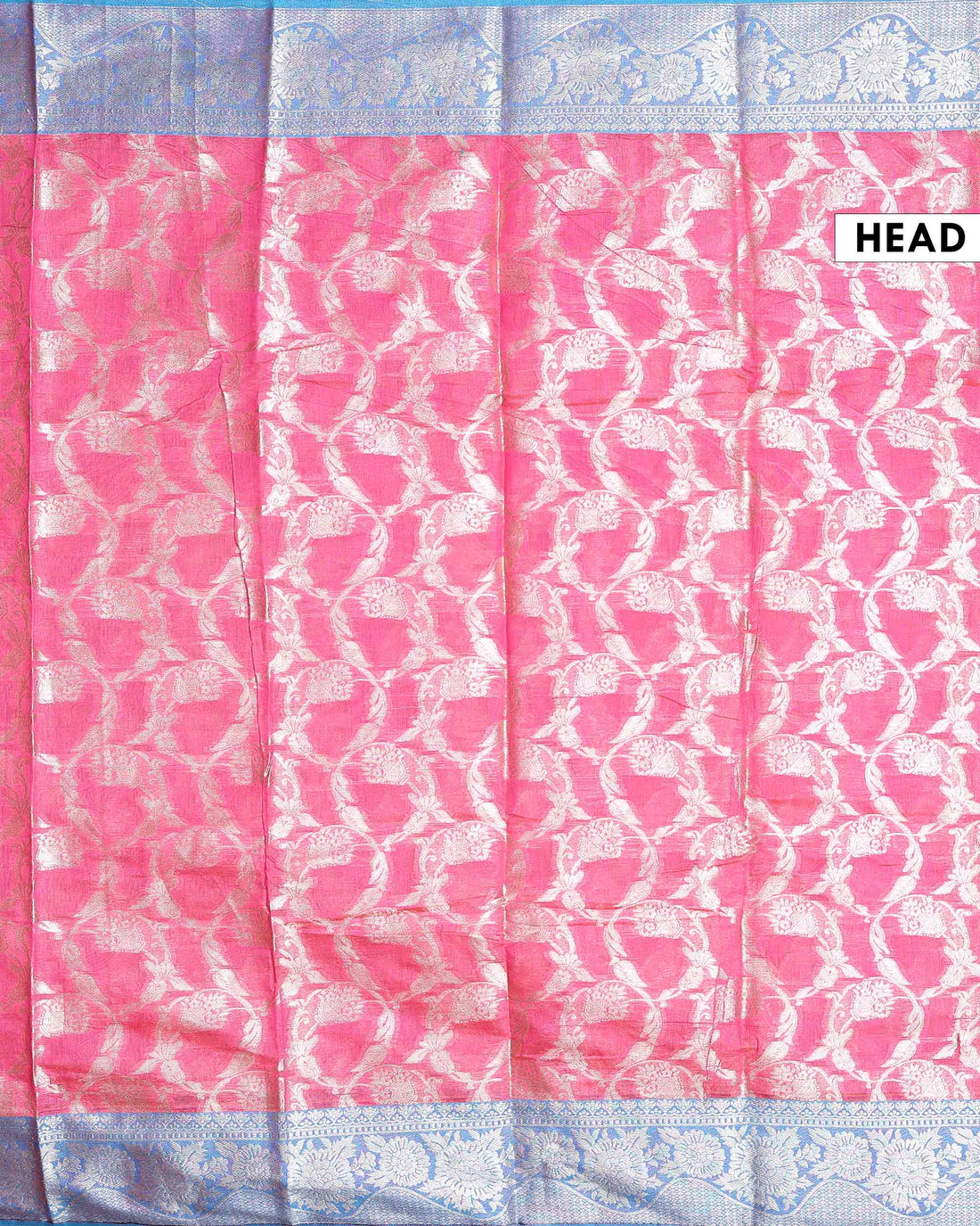 Graceful Semi Brocade Tissue Saree with All-Over Woven Motifs and Traditional Zari Border - Pink