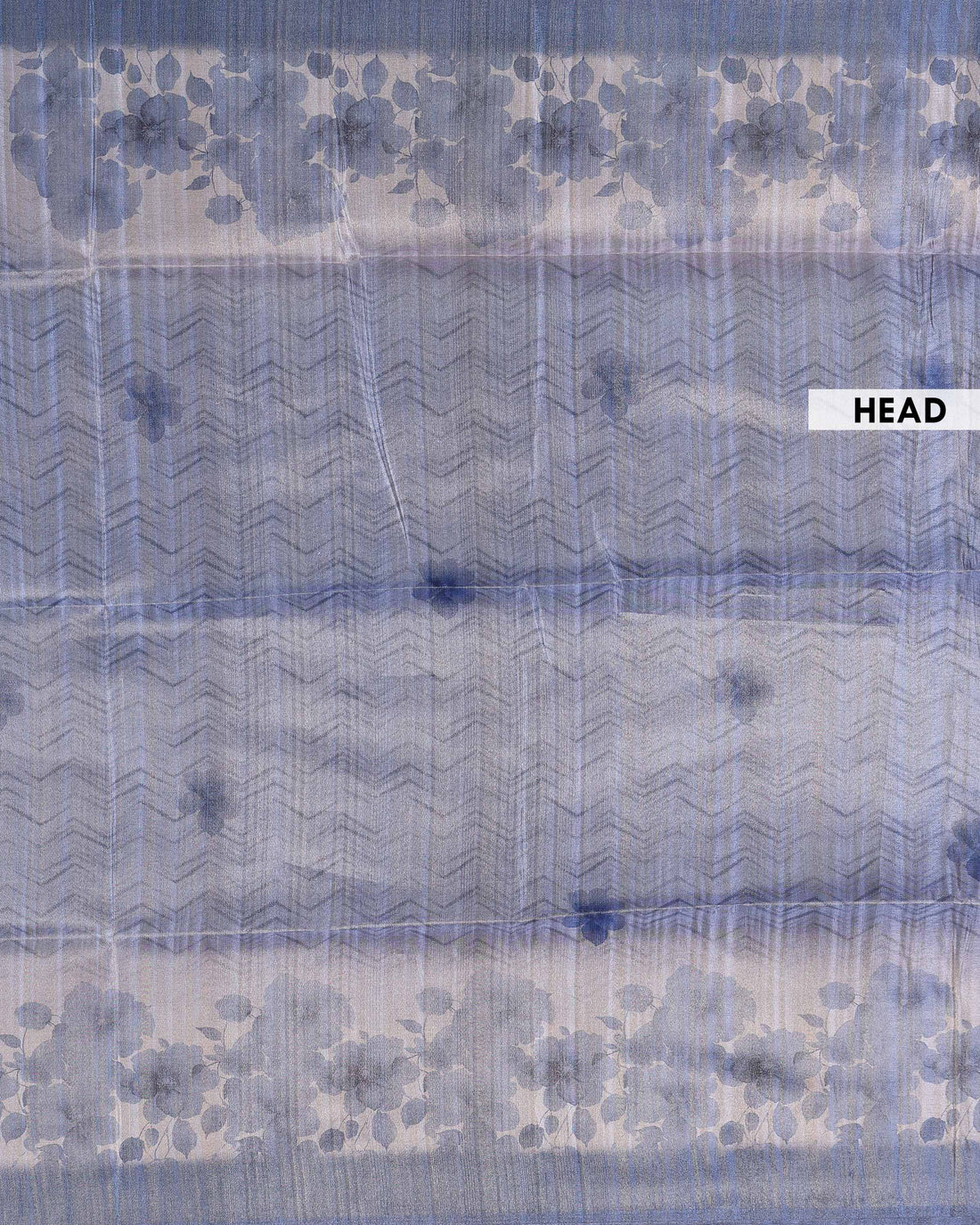 Graceful Semi Tissue Saree with Floral Border Design and Chevron Patterned Body - Multi