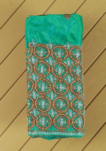 Green Colour Embroidered Unstitched Blouse Material two