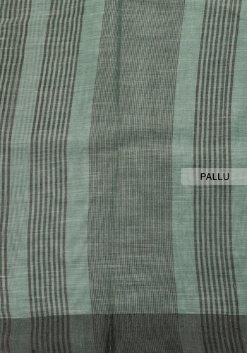 Green Colour Floral Printed Linen Cotton Sarees