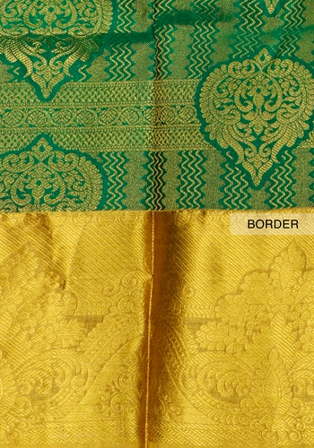 Green Colour Gold Zari Niranjana Silk Saree Design Four