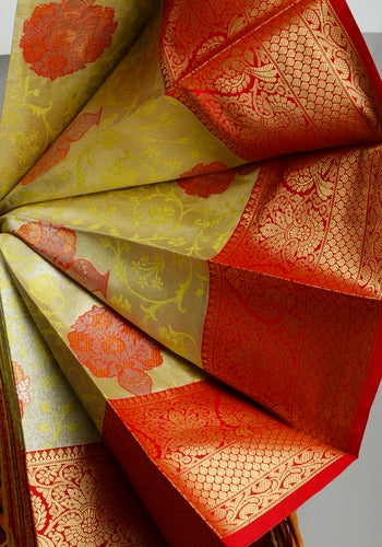 Green Colour Gold Zari Niranjana Silk Saree Design Three