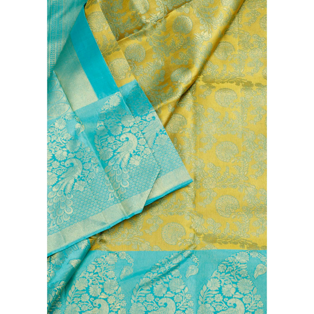 Green With Blue Colour Kanchipuram Pure Silk Saree