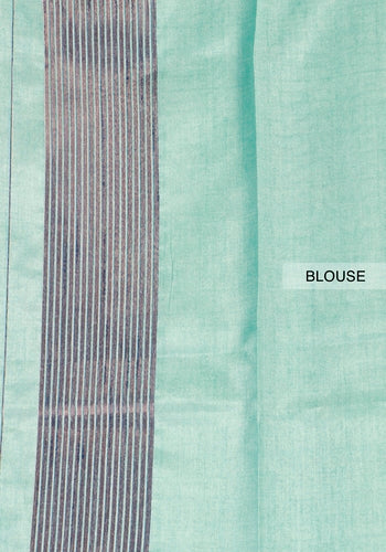Green Colour Printed Silk Cotton Saree With Blouse Piece 7