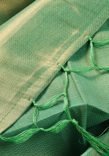 Green Colour Satin Saree With Embroidered Blouse Piece Five