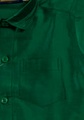 Buy Green Colour Silk Cotton Dhoti & Shirt Set
