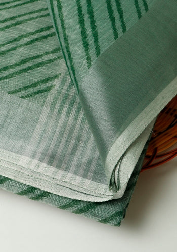 Green Colour Striped Linen Cotton Sarees 1
