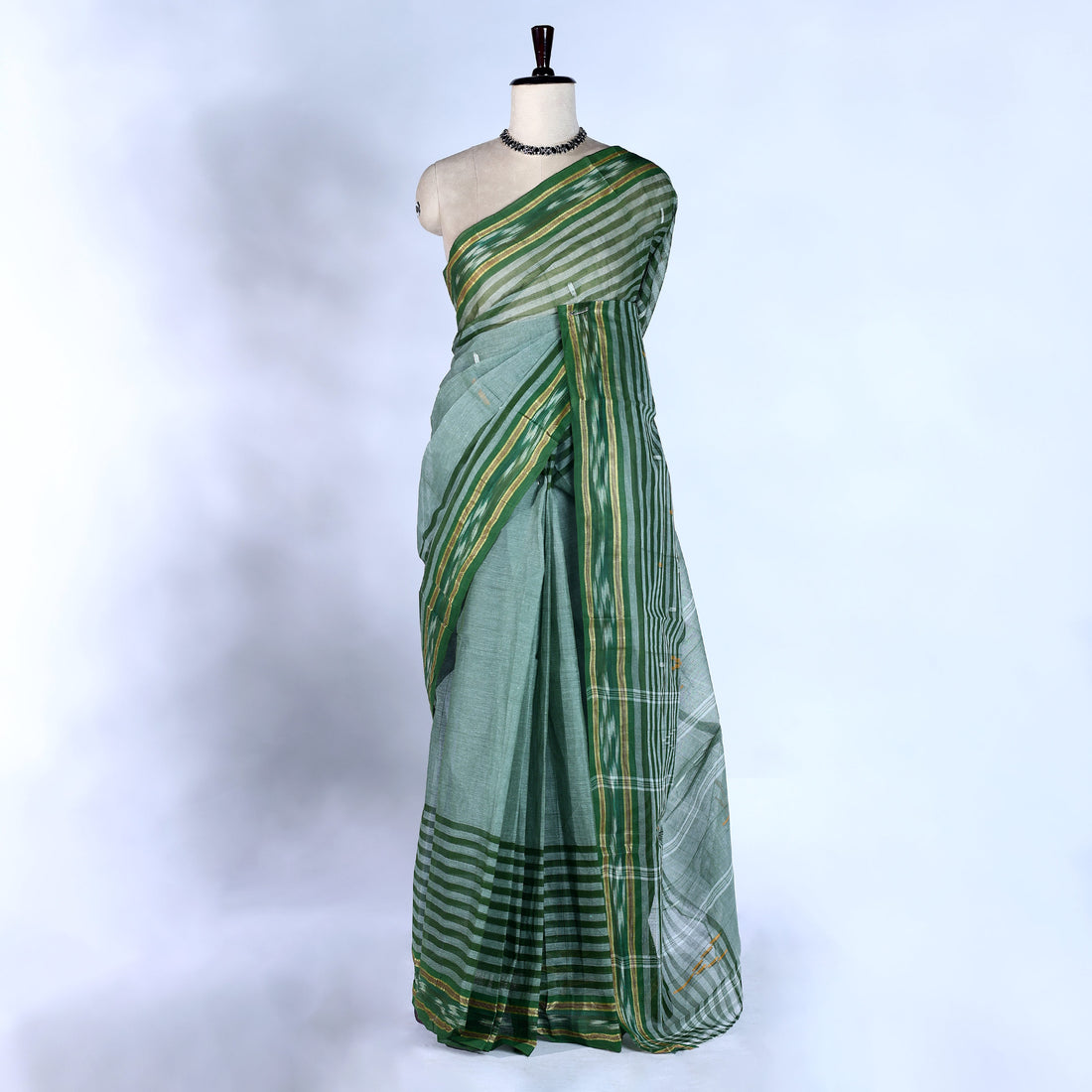 Green Bengal Cotton Saree For Women | Daily Office Wear Summer Collection | Jeyachandran - Full View