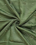 Elegant Embroidered Women’s Dupatta with Delicate Vertical Motif Pattern, Olive Green