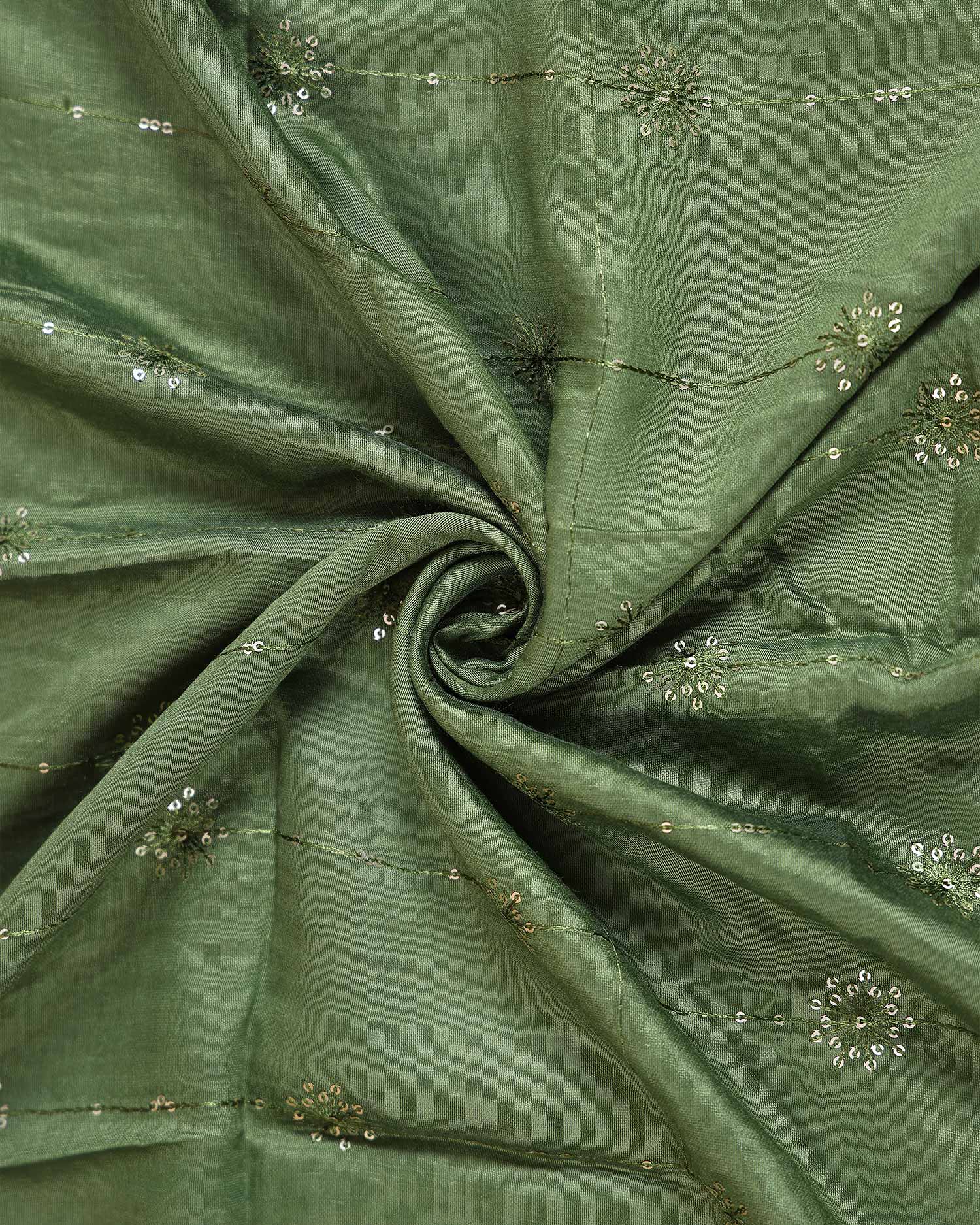 Elegant Embroidered Women’s Dupatta with Delicate Vertical Motif Pattern, Olive Green