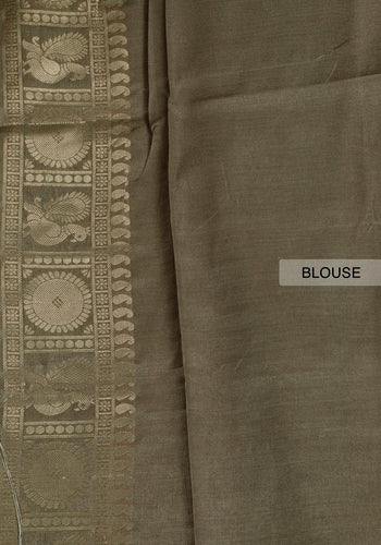 Grey Colour Printed Silk Cotton Saree With Blouse Piece 8
