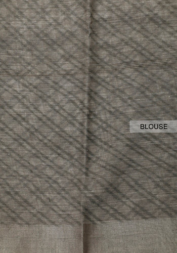 Grey Colour Striped Linen Cotton Sarees