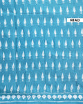 Hand-Block Printed Mul Mul Cotton Saree with Traditional Motifs - Blue-Head