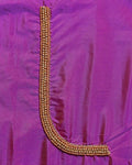 Traditional Hand-Embroidered Blouse Material with Aari Work - Purple