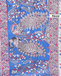 Hand-Painted Kalamkari Cotton Saree with Traditional Floral Motifs - Pallu-Multi