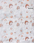 Hand-Painted Kalamkari Cotton Saree with Traditional Floral Motifs and Contrast Border - Green-Blouse