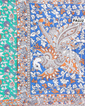 Hand-Painted Kalamkari Cotton Saree with Traditional Floral Motifs and Contrast Border - Green-pallu
