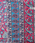 Hand-Painted Kalamkari Cotton Saree with Traditional Floral and Paisley Motifs - Red-pallu