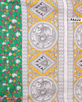 Hand-Painted Kalamkari Cotton Saree with Traditional Lotus and Floral Motifs - Pallu