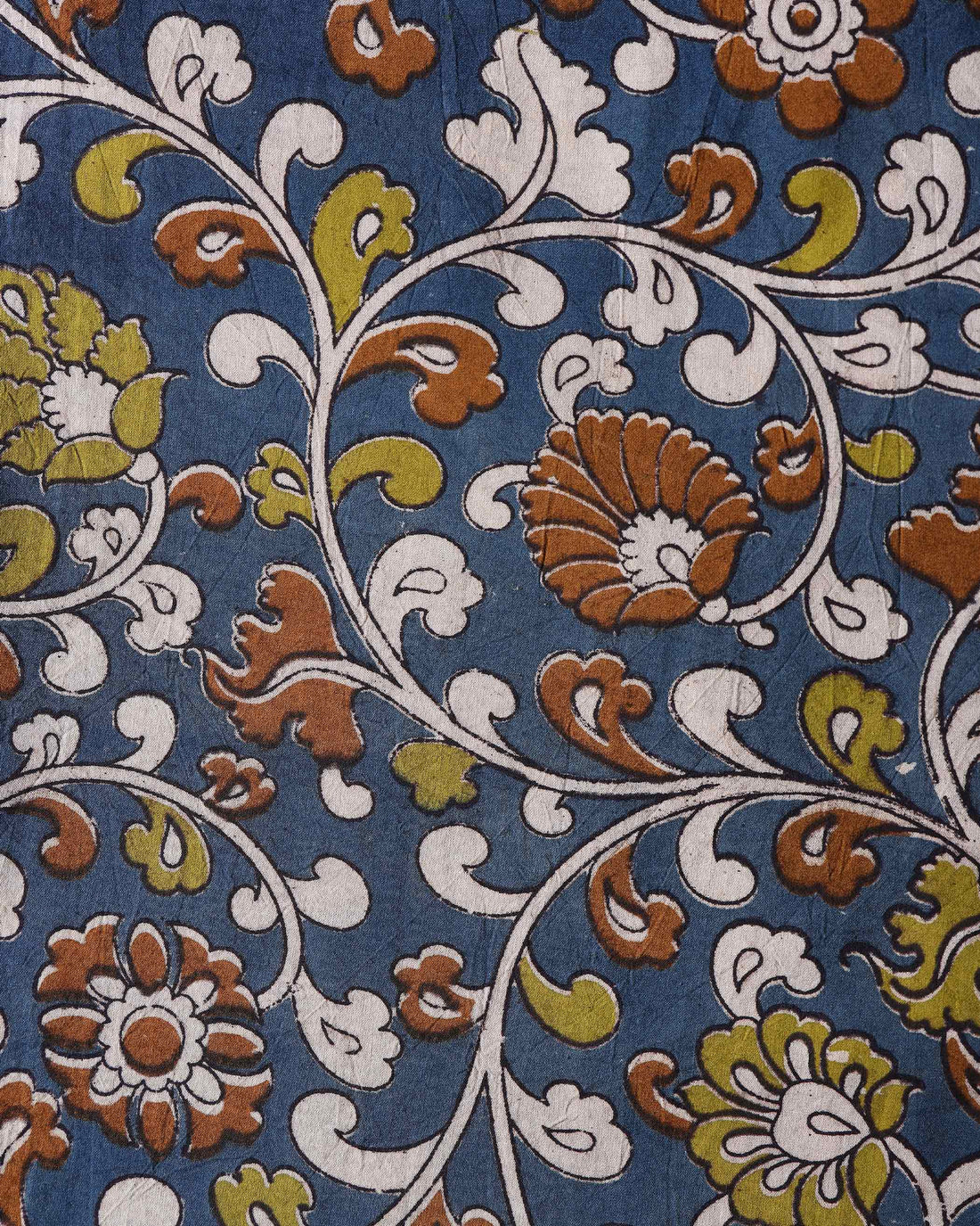 Hand-Painted Kalamkari Print Unstitched Blouse Material - Green