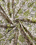 Hand-painted Kalamkari Cotton Saree with Traditional Bird & Floral Motifs - Cream-Close
