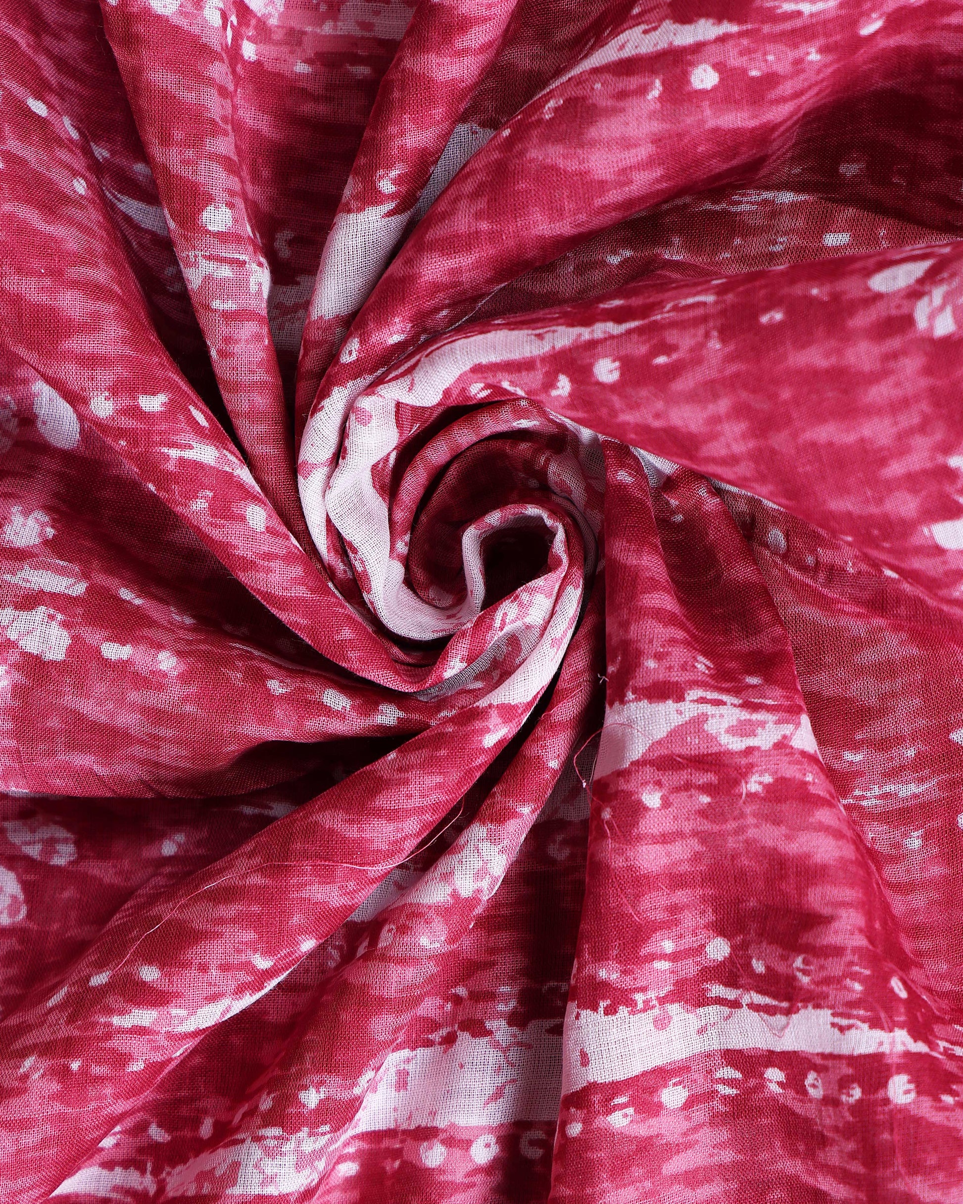 Hand Block Printed Mul Mul Cotton Saree with Floral and Contrast Border - Pink-Close