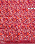 Hand Block Printed Mulmul Cotton Saree with Floral and Leaf Motifs - Maroon-Head