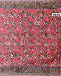 Handcrafted Kalamkari Cotton Saree with Floral Prints and Traditional Border - Light Red