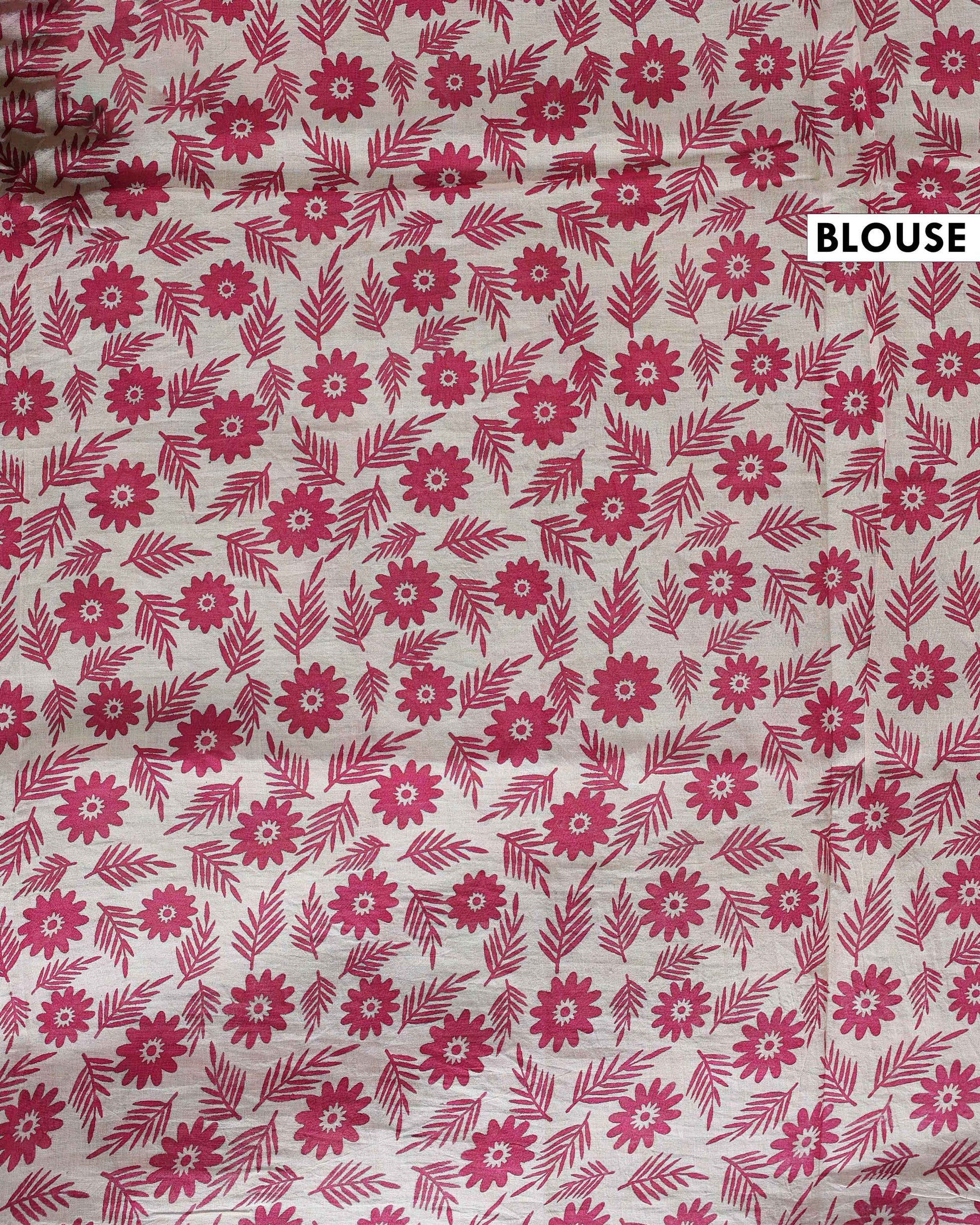 Handcrafted Kalamkari Cotton Saree with Traditional Floral & Avian Motifs  - Green-Blouse