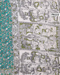 Handcrafted Kalamkari Cotton Saree with Traditional Floral Motifs - Green-pallu
