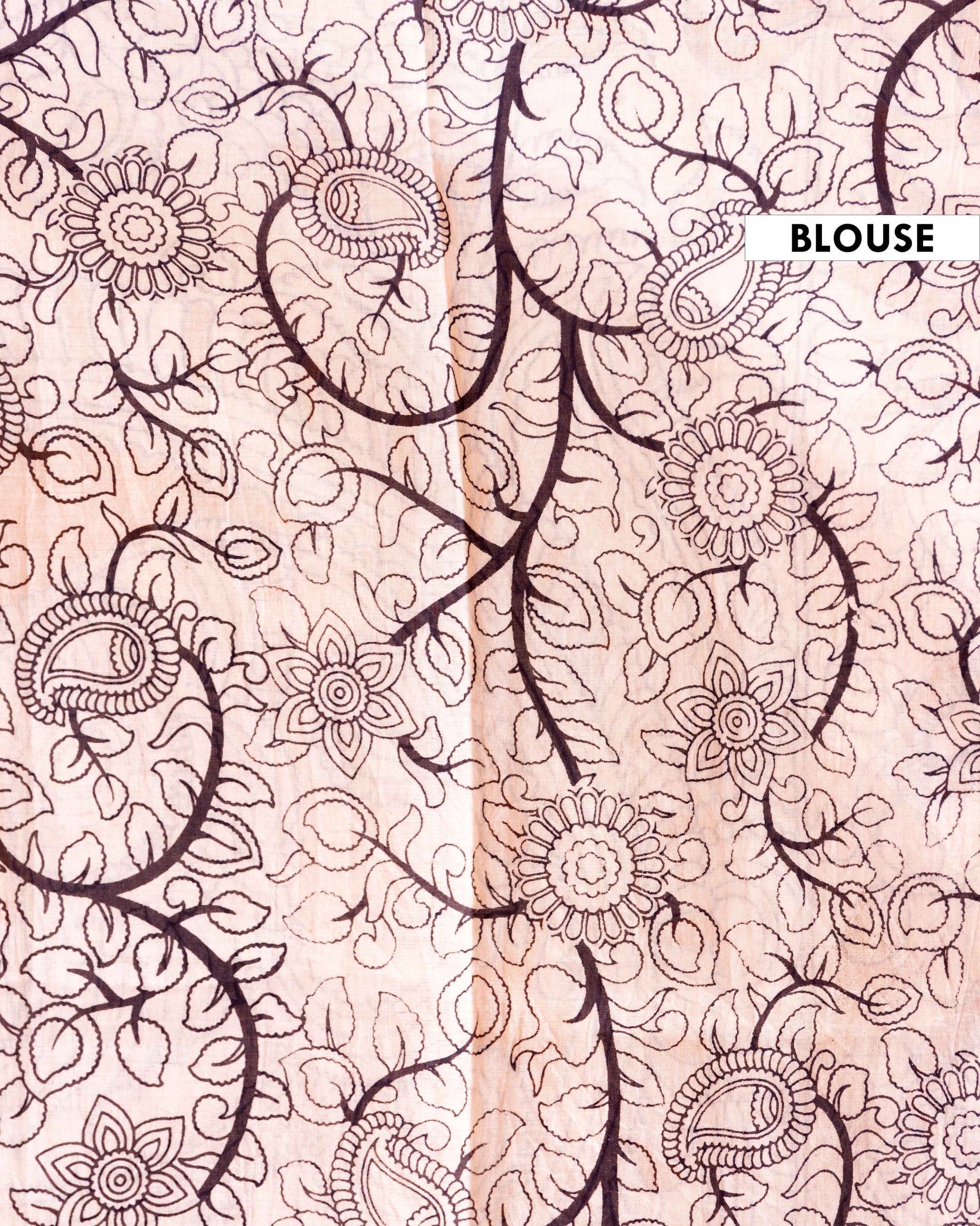 Handcrafted Kalamkari Cotton Saree with Traditional Peacock Motif - Yellow