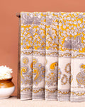 Handcrafted Kalamkari Cotton Saree with Traditional Peacock Motif - Yellow