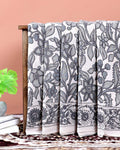 Handcrafted Kalamkari Print Pure Cotton Saree with Traditional Floral Motifs - Off White