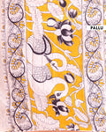 Handcrafted Kalamkari Saree with Cow and Intricate Border Patterns - Yellow