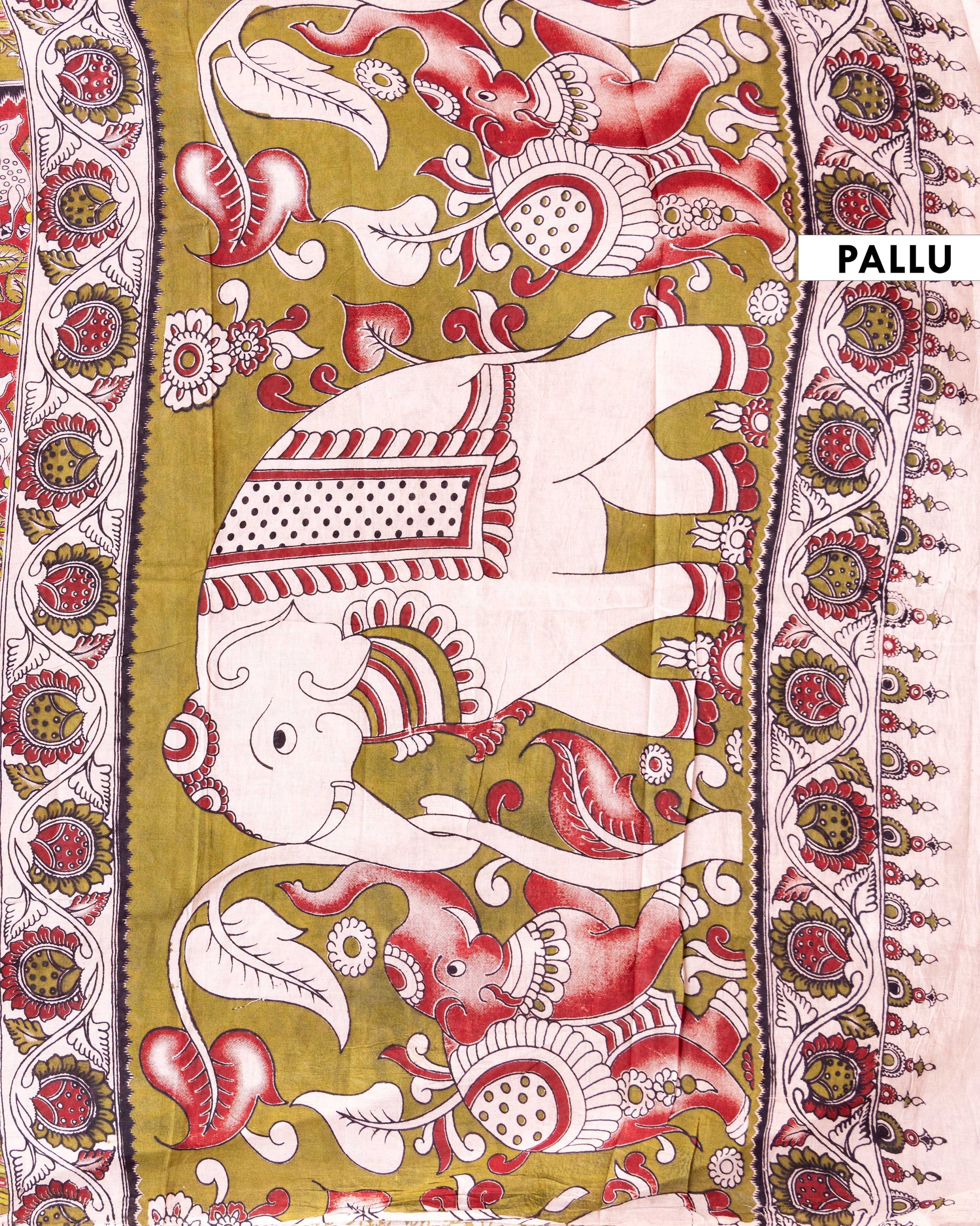 Handcrafted Kalamkari cotton saree With Tree of Life motif Print - Maroon