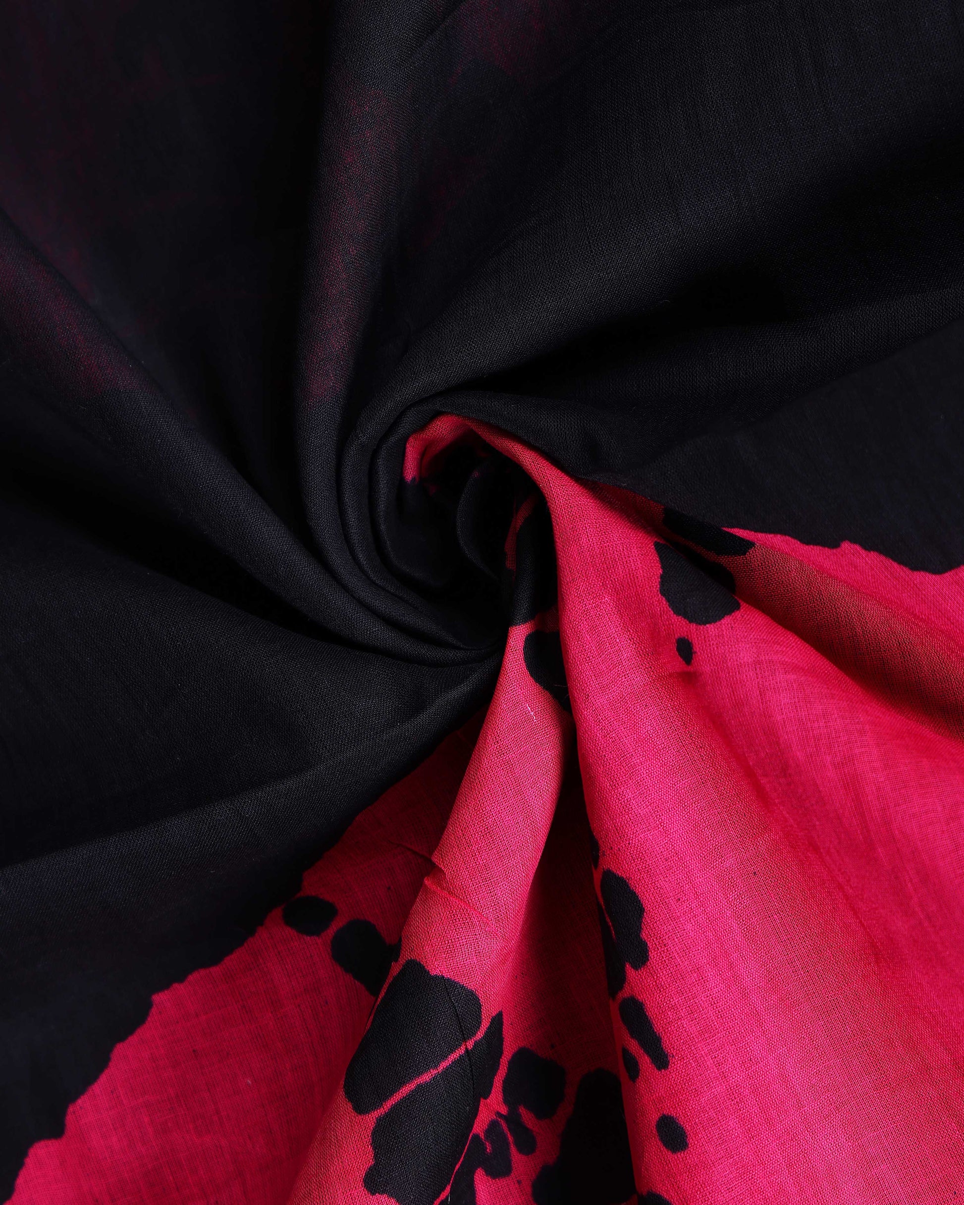 Handcrafted Mulmul Cotton Saree with Tie-Dye Inspired Splatter Print - Black-Close