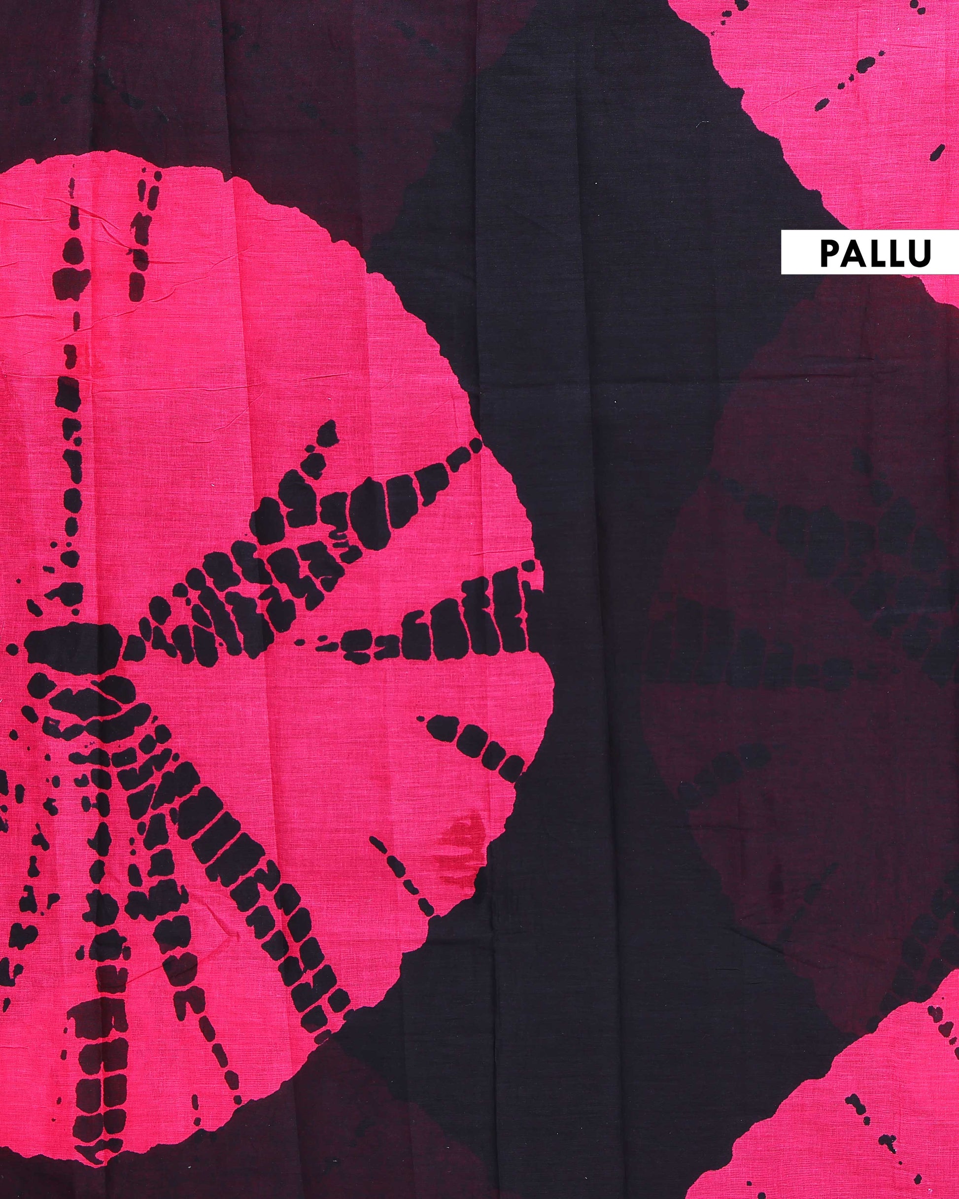 Handcrafted Mulmul Cotton Saree with Tie-Dye Inspired Splatter Print - Black-PALLU