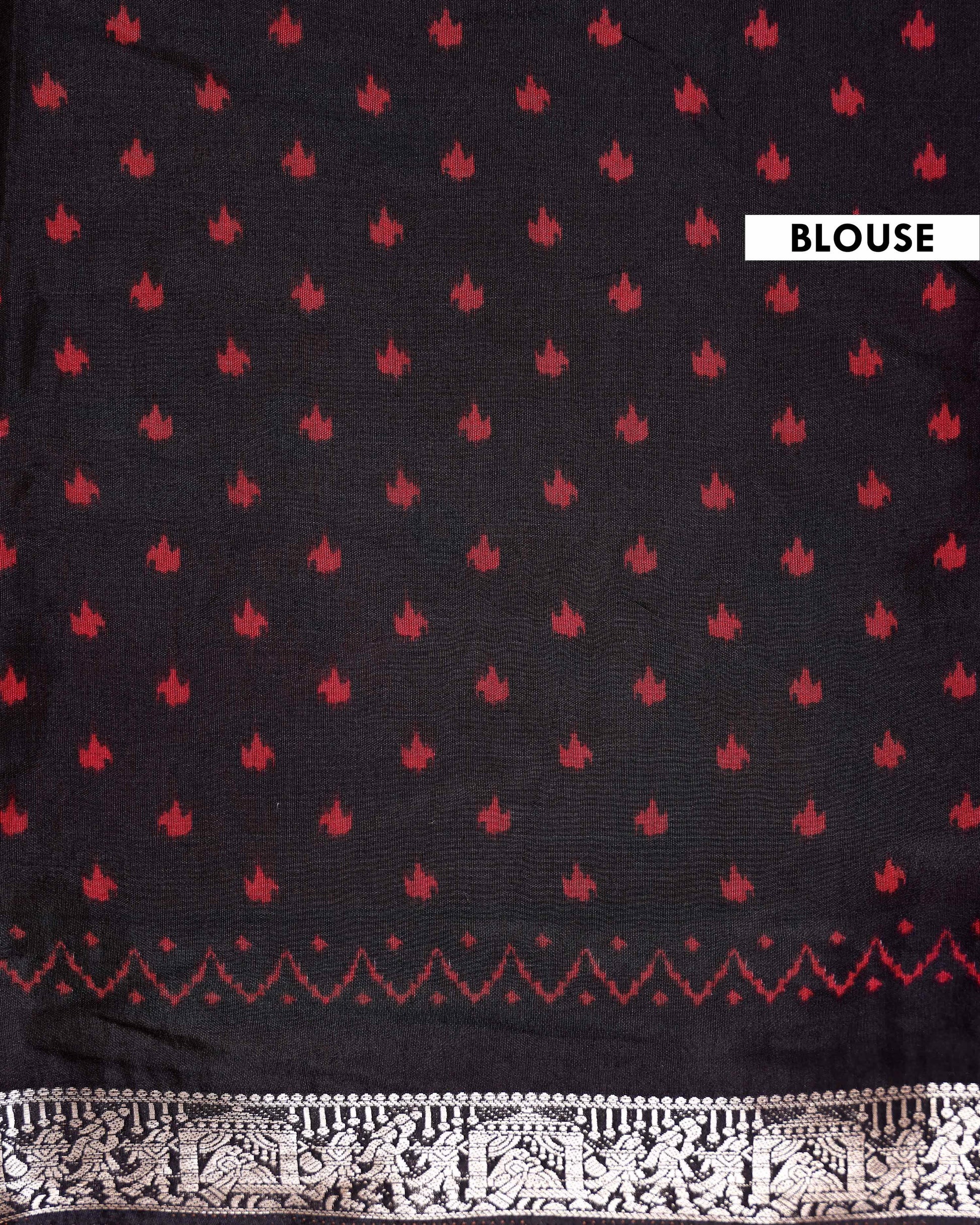 Handcrafted Semi Chanderi Saree Adorned with Floral Design and Classic Ethnic Pallu - Red