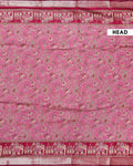 Handcrafted Semi Chanderi Saree Featuring Floral Butta Pattern and Elephant Motif Pallu - Pink