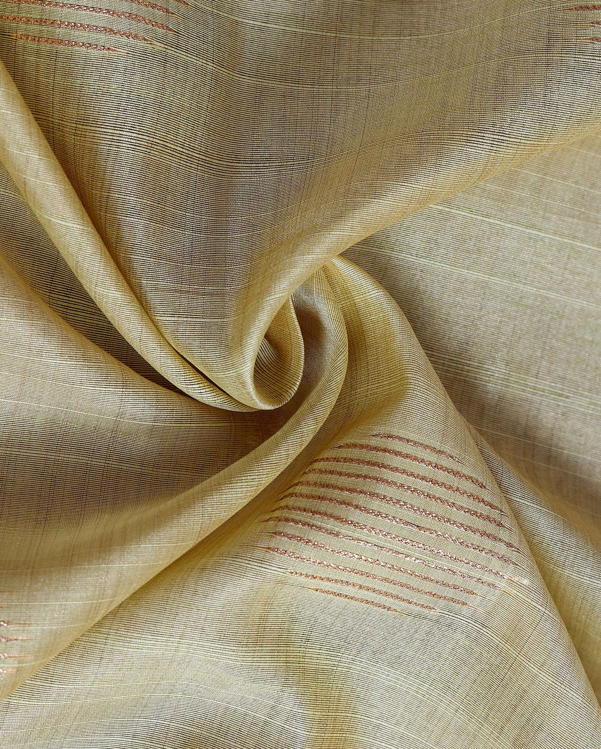 Handcrafted Semi Chanderi Saree with Floral Kalamkari Inspired Pallu & Elegant Woven Border - Beige