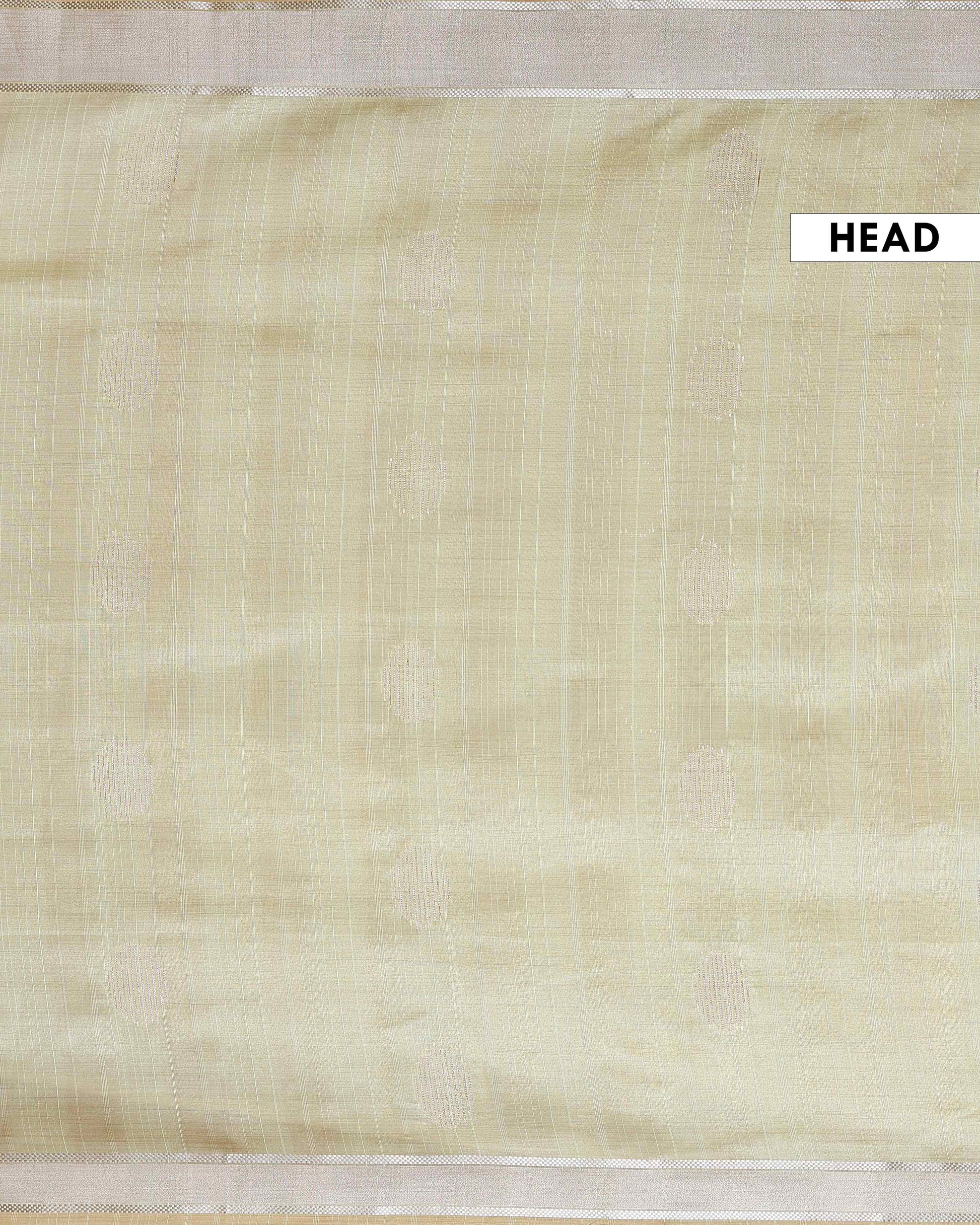 Handcrafted Semi Chanderi Saree with Floral Kalamkari Inspired Pallu & Elegant Woven Border - Beige