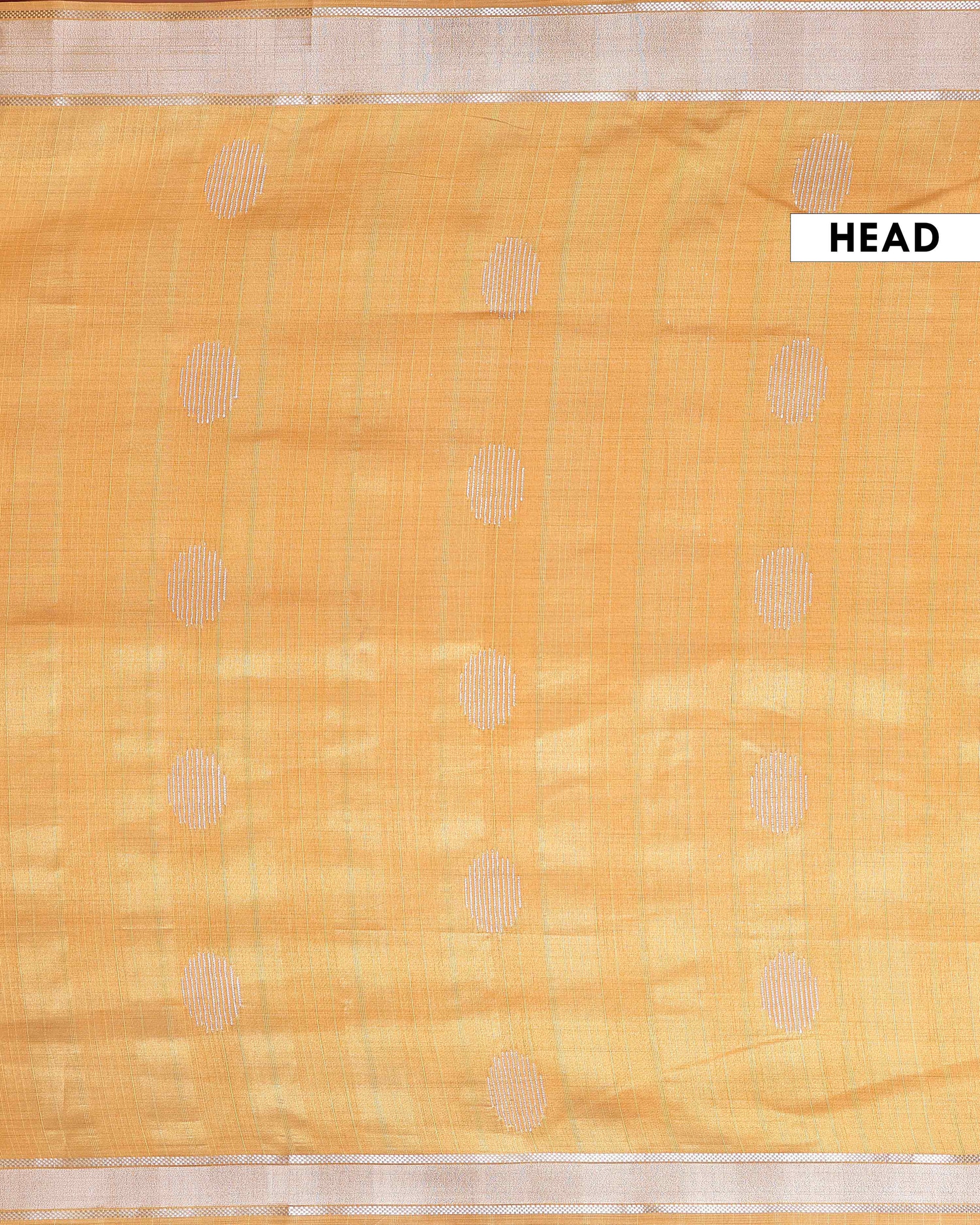 Handcrafted Semi Chanderi Saree with Floral Kalamkari Inspired Pallu & Elegant Woven Border - Orange