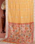 Handcrafted Semi Chanderi Saree with Floral Kalamkari Inspired Pallu & Elegant Woven Border - Orange